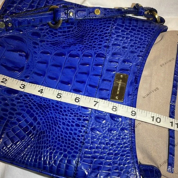 Brahmin Jody Melbourne Croc Royal Blue Crossbody in Like New Condition - Picture 4 of 10